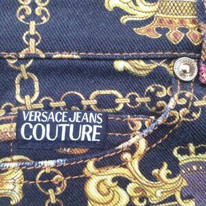 Versace Jeans Couture Luxury Woman Jeans Black Multi Color Size 28 Casual Wear